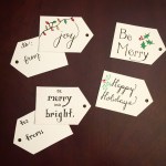Create your own gift tags with thick paper, an ink pen and markers!